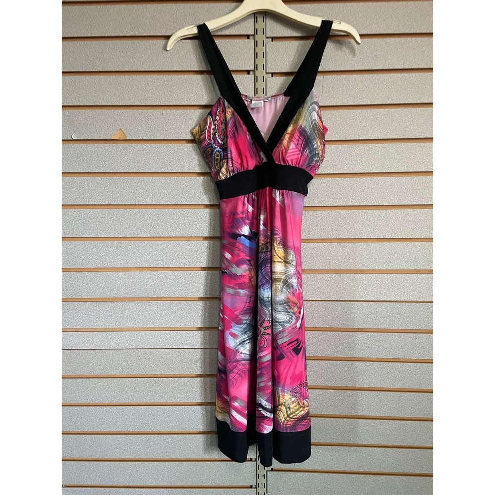 Pretty Young Thing Pink Abstract Paisley V Neck‎ Sleeveless Tie Waist Midi Dress